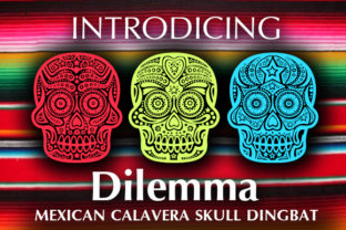 Dilemma Font: 14 Mexican Calavera Skull Dingbats for Makers